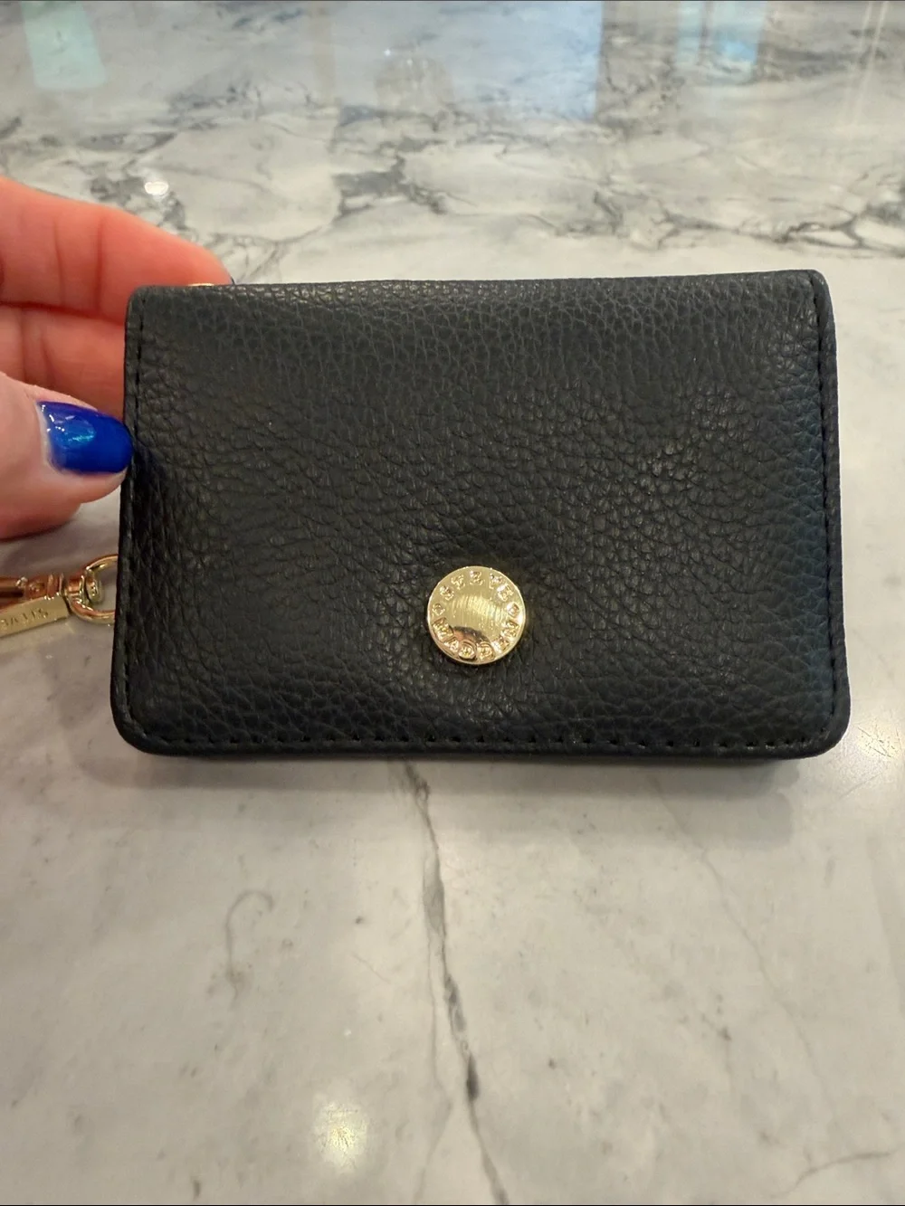 Steve Madden Black Faux Leather Keychain Card Holder Wallet